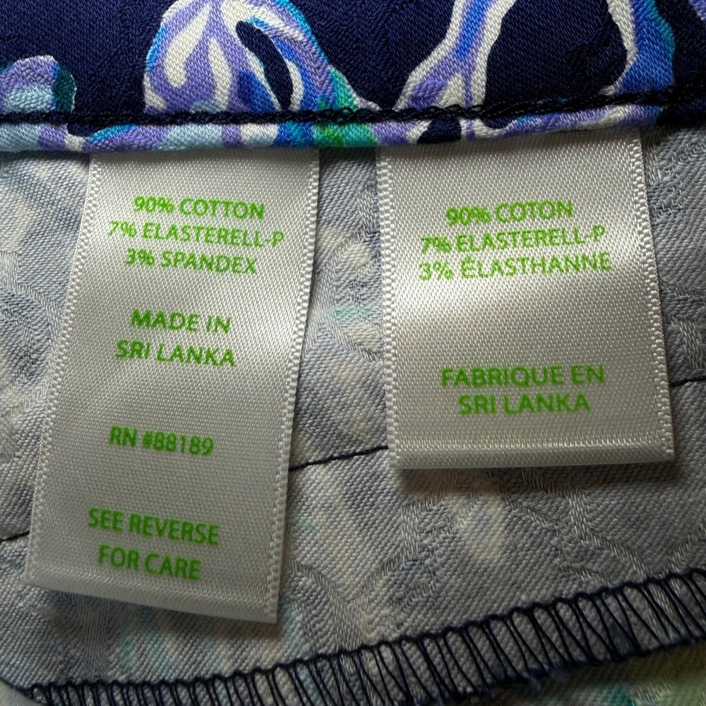 Lilly Pulitzer Kelly Ankle Pants Blue Green Coral Reef Print Stretch Womens 6 - Picture 5 of 10